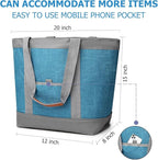 Insulated Cooler Bag Leakproof Thermal Insulation Collapsible Cooler Tote with Zippered, Reusable Cooler Bags