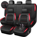 CAR PASS Memory 3D Foam Car Seat Covers Full Set, Breathable Mesh Thick Seat Covers for Car, Red Metal Film Leather Seat Covers, Universal Automotive Comfort for SUVs Trucks, Black Red