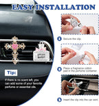 4PCS Bling Air Vent Clips, Crystal Diamond Heart Cross High Heel Shoe Perfume Bottle Diffuser Vent Clip Cute Rhinestone Car Accessories Decoration for Women (Pink)