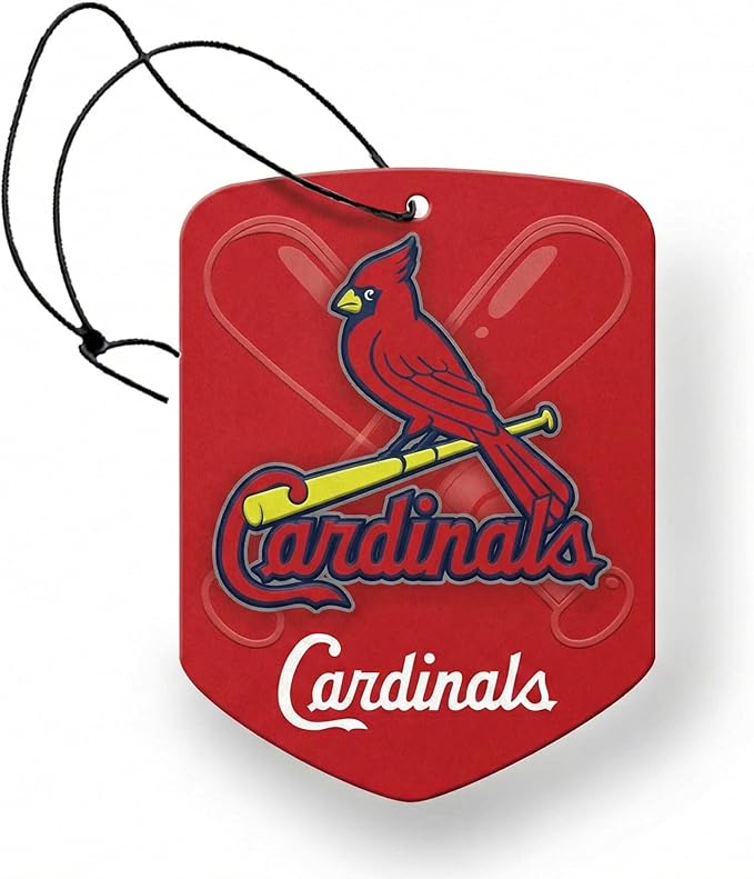 2 Pack MLB Car Air Freshener - Licensed Hanging Scented Air Freshener, Red Shield with Cardinals, Sports Fan Auto Fragrance for Car, Truck & Home