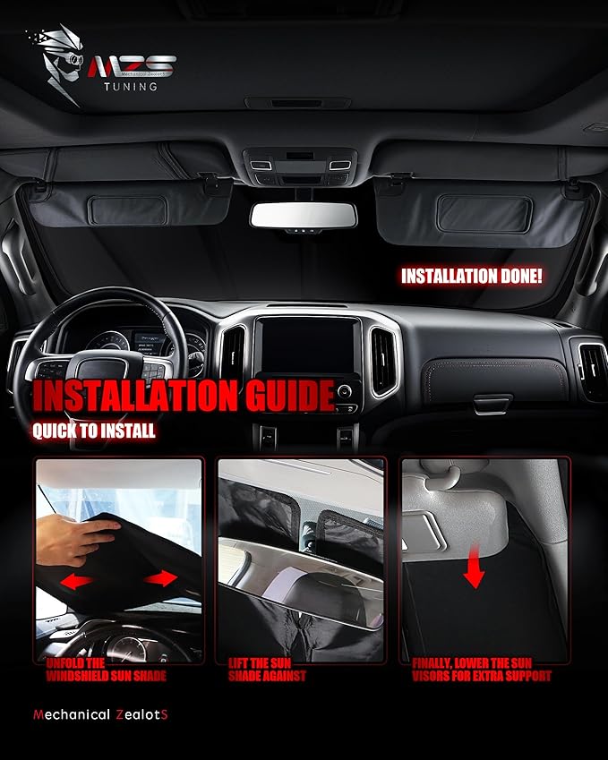 MZS Windshield Sun Shade Compatible with RAV4 2019-2026 / RAV4 Prime 2021-2026, Foldable SUV Front Window Sunshade with Storage Pouch, Sun Visor Shield Accessories for Interior Protector