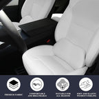 Lumbar Support Pillow for Car, Premium Leather Memory Foam Lumbar Cushion for Lower Back Pain Relief, Universal Back Support for Driving, Home & Office Chairs, White, 1 Pack