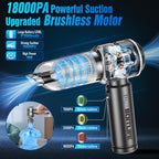 Handheld Car Vacuum Cleaner Cordless,18000PA High Power Portable Vacuum Cleaner&Air Duster,3 Gear,7 in 1 Small Vacuum Cleaner Rechargeable,Mini Hand Held Vacuum for Car Home Office Keyboard