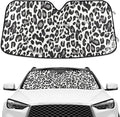 Black White Leopard Windshield Sun Shade Blocks UV Rays Visor Protector Accordion Folding Sun Reflector Auto Sunshade for Car Truck SUV to Keep Your Vehicle Cool