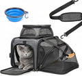 JUNGYOON Cat Carrier, Expandable Airline-Approved Soft-Sided Pet Travel Bag for Cats, Small Dogs & Small Pets, Breathable Mesh Design with Multi-Pockets & Fleece Pad (Light Grey)