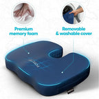 FORTEM Seat Cushion, Office Chair Cushion, Desk Chair Memory Foam, Sciatica Coccyx Tailbone Pain Relief, Pressure Relief, Sitting Pad, for Long Gaming & Sitting, Washable Cover, Non Slip