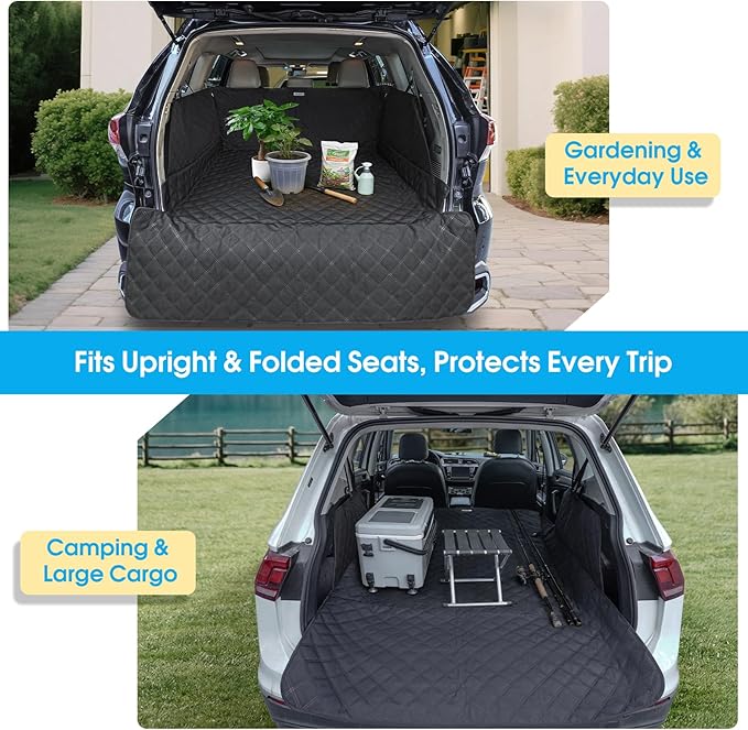 Dog Cargo Liner for Compact SUV - Heavy-Duty 900D Oxford Waterproof Pet Cargo Protector with 3-Sided Zippered All-Round Protection & TPU Suction Cups, Ideal for Dog Travel