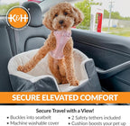K&H Pet Products Bucket Booster Dog Car Seat for Small Dogs, Seat Belt Secured, 2 Safety Leashes, Washable Covers, Sturdy Pet Booster Seats for Traveling with Pets - Small Black/Cream