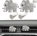 2PCS Elephant-Shaped Car Vent Clip with Rhinestone, Car Vent Accessories, Elephant Design Auto Air Freshener Diffuser, Rhinestone Air Conditioner Outlet Clip for Women Girls (Silver, Elephant)