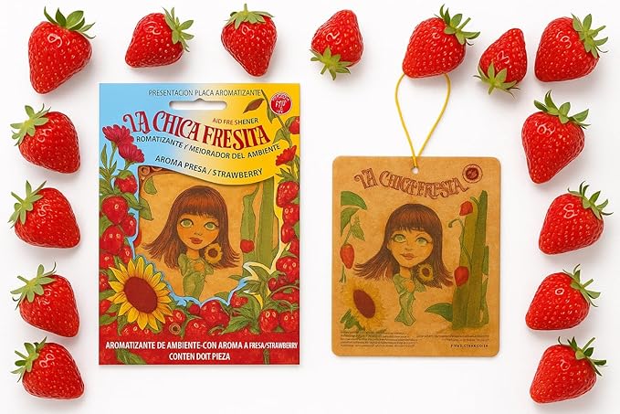 cf-4 Original La Chica Fresita Automotive Air Freshener, Strawberry, 4 Piece