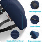 FORTEM Lumbar Support Pillow for Office Chair, Lumbar Support Pillow for Car, Back Rest for Gaming, Memory Foam Pillow, Desk Chair Cushion, Breathable & Washable Cover, Adjustable Straps