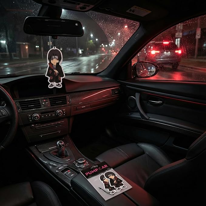 PumpCar 2 pieces double-sided Itachi hanging cartoon cherry-scented funny car air freshener Cool hanging for rearview mirror Car Interior Accessories Gifts