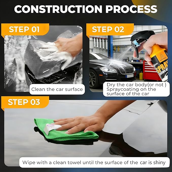 Berthg Ceramic Coating for Cars - Nano Hydrophobic Ceramic Spray Coating Agent, Easy-to-Spray Auto Paint Protection Kit with Microfiber Cloth for Car Coating Spray & Shine
