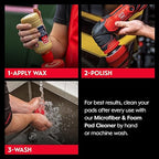 Griot's Garage 3” Red Foam Waxing Pads for Car Detailing, Polishing and Buffing Pads for Use with Waxes and Sealants, 11263, Set of 3