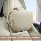 Car Headrest Pillow for Driving, Dual-Sided Leather Design Neck Pillow, Breathable Softness Neck Support, Universal Fit Head Rest Travel Pillow, Off White (Beige), 2 Pack