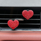Crystal Heart Car Air Vent Clips, Sparkly Rhinestone Bling Diamond Auto Freshener Holder 4 Pack with Fragrance (Red, Ocean)