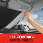 Motor Trend 1 Piece Pop-Up Auto Shade, Universal Car Windshield Sun Shade for Front Window, Collapsible Foldable Sunshade for Car Windshield, Keeps Interior Cool Heat UV (Large, 68 x 35 inches)