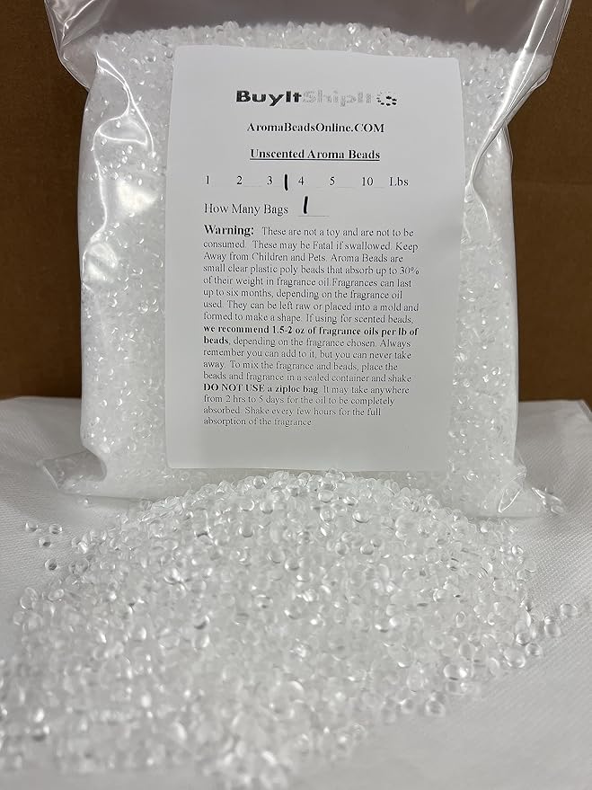16 Ounces Unscented Aroma Beads for Car Freshies | Unscented Freshie Beads | DIY Homemade Natural Car Air Freshener | Bulk Freshie Supplies | High Fragrance Absorption and Hold
