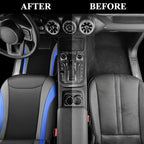 CAR PASS Leather Car Seat Covers Full Set with Waterproof Car Floor Mats,Airbag Compatible,Automotive Interior Covers for Cars,Sedans,Trucks,Vans,SUV with Car Carpet Mats(Black and Blue)
