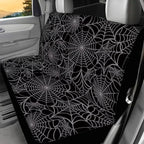 KEIAHUAN Halloween Spider Web Front and Back Car Seat Covers Front Saddle Blanket Rear Split Bench Protection Cover Fit Most Vehicle Truck,SUV (Black)