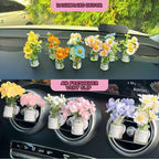 Girl Girly Car Accessories for Women, Cute Car Decor Dashboard Decorations, Cute Flower Air Freshener Vent Clips, Auto Interior Dash Ornament Accessories (yellow gypsophila, small)