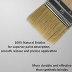 Set of 2 3 Inch Flat Paint Brushes - High European Quality - Natural Bristles - for Home, Wood, Walls, Art, Trim & Furniture - for Acrylic, Oil, Stain, Chalk & Latex Paints