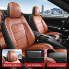 for Ford Mustang Convertible Seat Cover 2015 2016 2017 2018 2019 2020 2021 2022 2023 2024 2025 2026 Custom Fit Seat Cover Full Set (Convertible-Brown+Black)