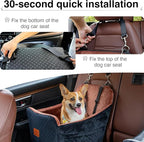 YOUVEE Dog Car Seat for Small/Medium Dog 20lbs 25lbs up to 32 lbs,Fully Detachable and Washable Puppy Booster seat with Storage Pockets,2 Adjustable Safety Belts,Anti-Slip Base(Black)