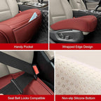 Car Seat Cover for Luxury & Comfort - PU Leather, Anti-Slip, Full Wrap Protection with Storage Pocket for Bottom Cushion - Universal Fit for 95% of Vehicles (Dull-red,2 Piece)