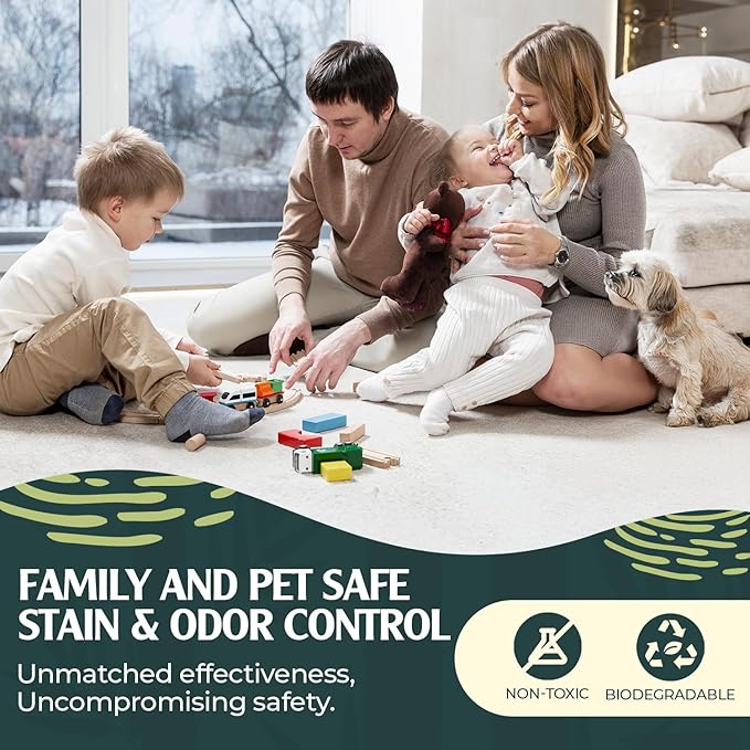Sprinkle & Sweep Enzyme Carpet Cleaner - Enzyme Carpet Shampoo (64oz) - Carpet Cleaner Solution to Eliminate Tough Stains & Neutralize Odors - Removes Dog, Cat, All Pets Urine- Use with All Machines