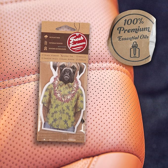 Fresh Fresheners Cute and Funny Dog Car Air Fresheners 6 Pack Scented With Premium Oils By Fresh Fresheners (Boxer, 6 Pack)