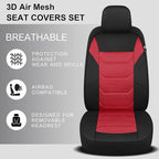 3D Air Mesh Car Seat Cover Full Sets Washable and Breathable Premium Cloth Automotive Vehicle Seat Covers for Cars Interior, Universal Fit for Most Cars, Sedan, Truck, SUV(Black/Red)