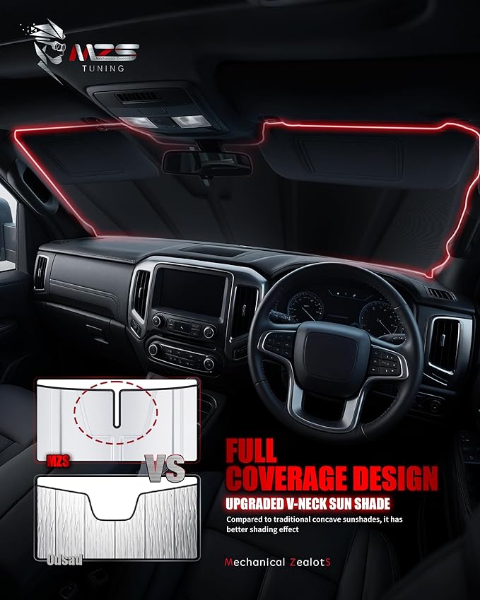 MZS Windshield Sun Shade Compatible with Escape 2020-2026, Foldable Truck Sun Shade Shield with Storage Pouch, Front Window Visor Sunshade Accessories for Interior Protector