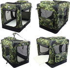 EliteField 3-Door Folding Soft Dog Crate with Carrying Bag and Fleece Bed (2 Year Warranty), Indoor & Outdoor Pet Home (36" L x 24" W x 28" H, Camo)