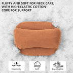 2 Pack Car Headrest Pillow, Suede Car Headrest Pillow for Neck Support with Adjustable Strap, Suitable for Cars SUVs Sedan Home Office (Orange)