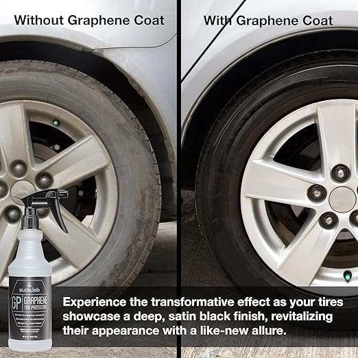 Suds Lab GP - Graphene Tire Protectant, Gloss Car Wheel Protectant, Dressing, and Coating for a Like-New Look, Black Satin Spray Tire Polish, 32 oz