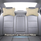 2 Pack Car Neck Pillow Soft Breathable Headrest Pillows for Driving Support, Universal Fit for Most Car Seats Decor Accessories（Beige White）
