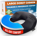 5 STARS UNITED Donut Pillow Hemorrhoid Tailbone Cushion – Large Floor Cushion for Pain Relief – Coccyx, Prostate, Sciatica, Pelvic Floor, Pressure Sores, Pregnancy, Postpartum Recovery, Arctic Black