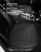 West Llama PU Leather Car Seat Cover Fit Winter,Breathable Bottom Seat Covers for Cars for Heated Seats,Universal Fits 90% Cars,SUVs,Sedans,21.26 × 20.86 Inch(1Piece-Black)