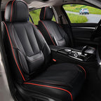 Coverado Car Seat Covers Full Set, Seat Covers for Cars, Black Car Seat Protector Waterproof, Nappa Leather Car Seat Cushion, Car Seat Covers Front Seats and Back Fit for Most Cars