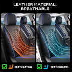 Coverado Front Car Seat Covers, Non-Slip Dust-Proof Nappa Leather, Universal Fit for Cars & Pickup Trucks, Waterproof Car Seat Protectors, Black & Blue Design for Sedans & SUVs