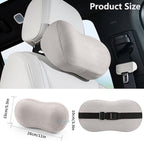 Car Neck Pillow Ergonomic Design Memory Foam Softness Car Headrest Pillow for Neck Support Cushion for Driving, Universal Fit Head Rest Travel Pillow, Fits All Vehicles, Gray, 2 Pack