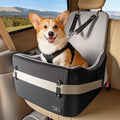 PETSFIT Dog Car Seat for Small/Medium Dogs Up to 35 lbs – Patented Safety System, 6" Memory Foam Pet Booster Car Seat, Fully Detachable and Washable Dog Carseat with 2 Storage Pockets (Black & Grey)