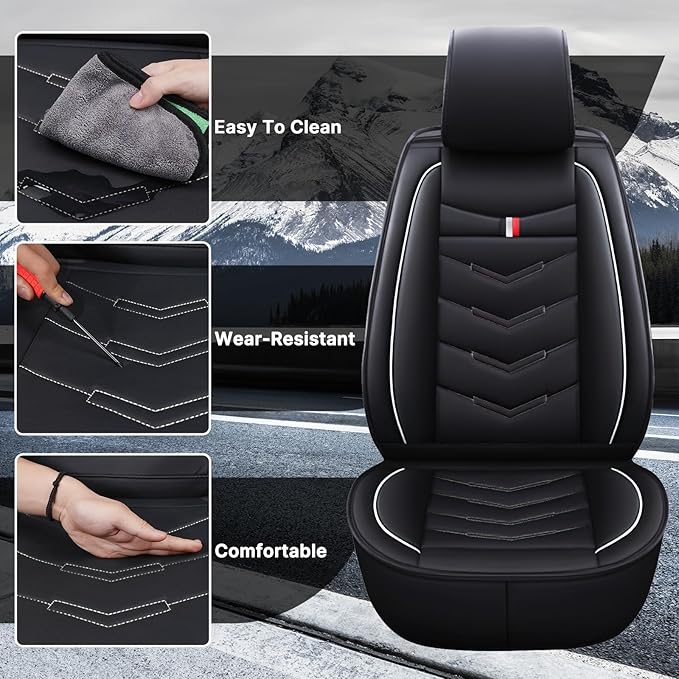 Car Seat Cover for Chevrolet Camaro 2000-2024, Durable Wear Resistant Waterproof Vehicle Cushion Covers,Breathable No Odor Premium Leather Vehicle Seat Covers. (Standard,Black White)
