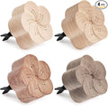Zubebe Aroma Wood Essential Oil Diffuser 4 Packs Minimalistic Decor Car Air Freshener Flower Diffuser with Aromatherapy Clip for Car Office Bedroom