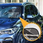 Funny Skull Car Windshield Sunshade - Skeleton Car Shade Skull Sun Shade Black Blocks UV Rays Visor Protector Accordion Folding Sun Reflector Auto Sunshade for Truck SUV to Keep Your Vehicle Cool