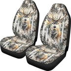 ELEQIN Deer Camo US Flag Car Seat Covers Two Front Only for Car, Automotive Interior Covers, Quick Setup Universal Fit Seat Covers for Car, Truck, SUV