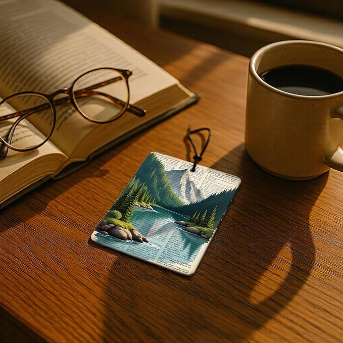 Vintage Mountain Newspaper Car Air Freshener 4 Pcs, Retro Nature Mountain Forest Lake Landscape Air Freshener Hanging for Cars Books Closet Drawer, Retro Car Accessories for Women Men