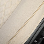 West Llama Linen Front Car Seat Cover Protector Anti-Slip Bottom Seat Cover Fits 95% of Vehicles,Wrapping Around The Bottom,Diamond Pattern(Beige-1Pcs)