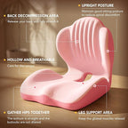 Ergonomic Seat Cushion, Office Chair Seat Cushions with L-Shaped Integrated Design, Memory Foam Orthopedic Cushion with Coccyx Hollow, Lumbar Support & Tailbone Pain Relief for Long Sitting (Pink)